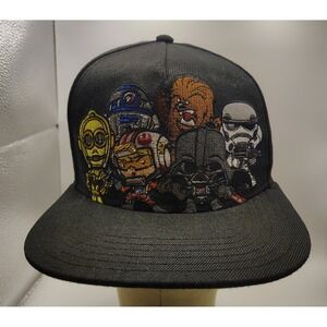 Star Wars Characters Embroidered Black Flat‎ Brim Snapback Hat One Size